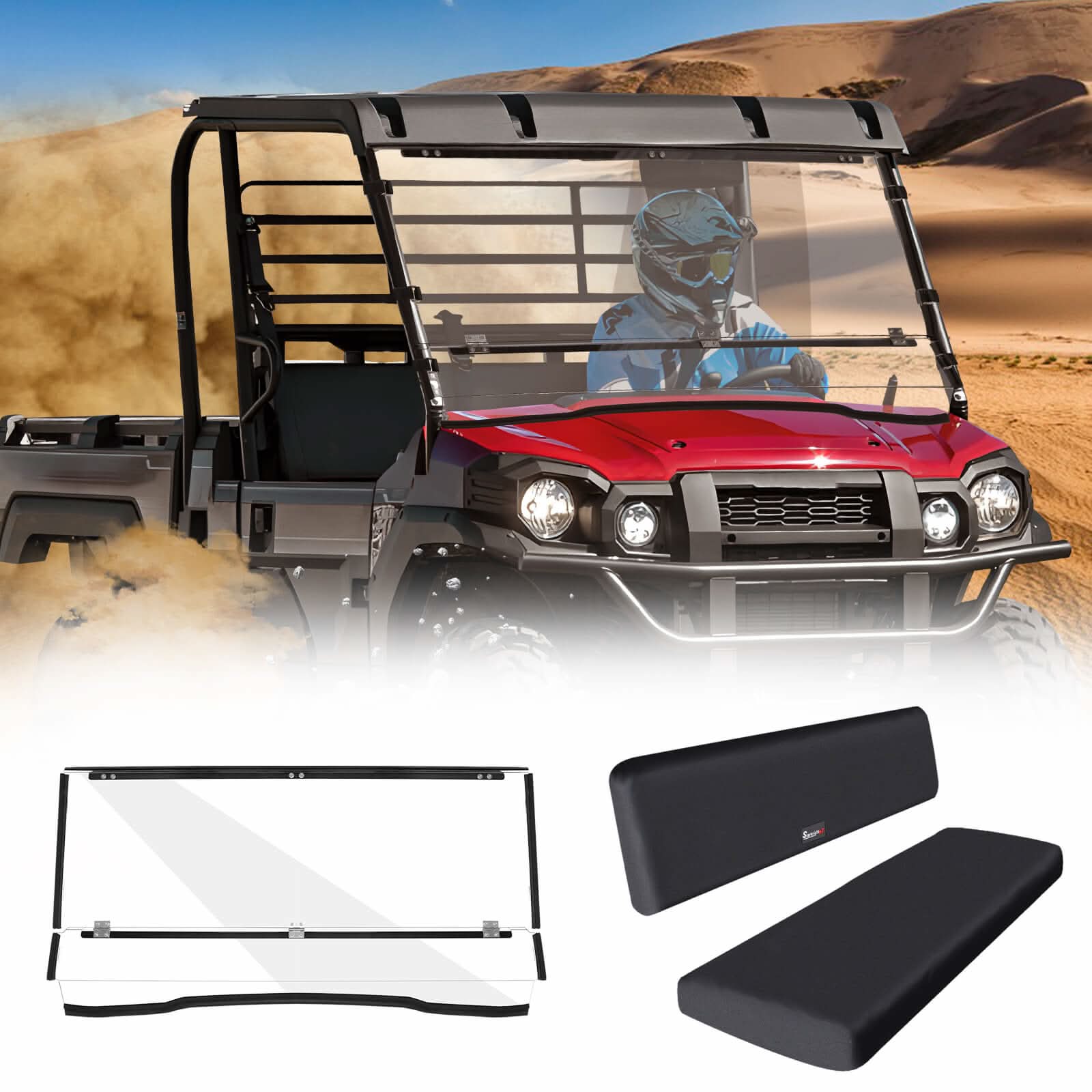 Kawasaki Mule Pro Scratch-Resistant Flip Windshield & Seat Covers