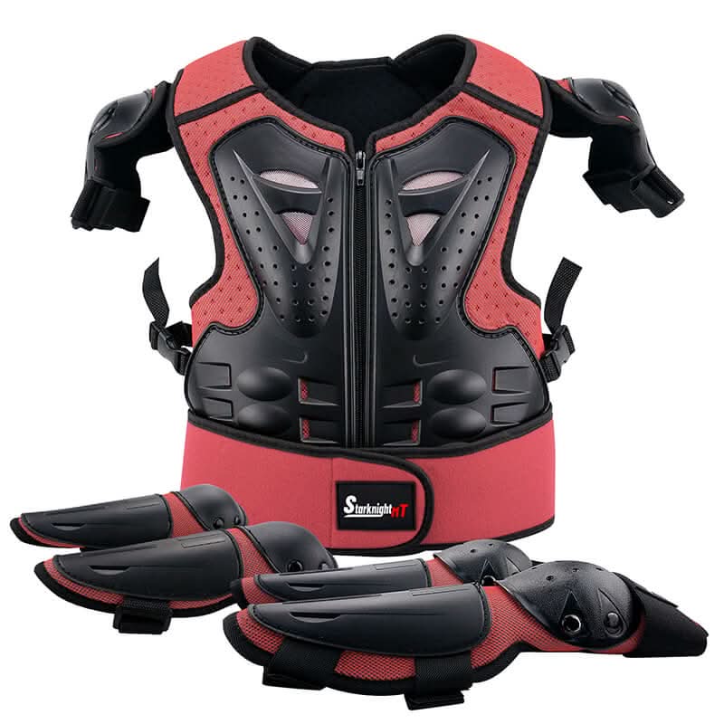 Kids Motorcycle Armor Suit Red Protective Gear – StarknightMT