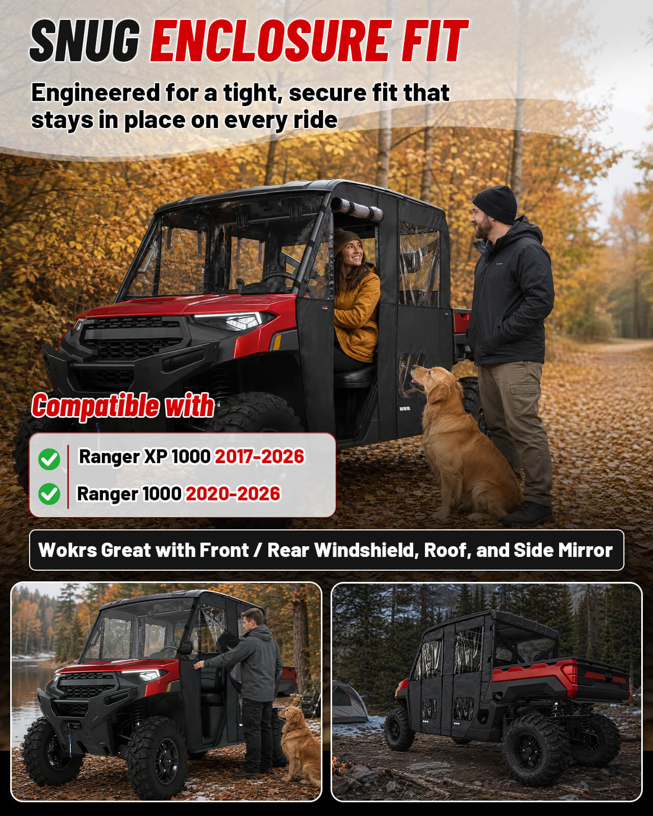 StarknightMT Polaris Ranger Crew XP 1000 Soft Cab Enclosure snug enclosure fit