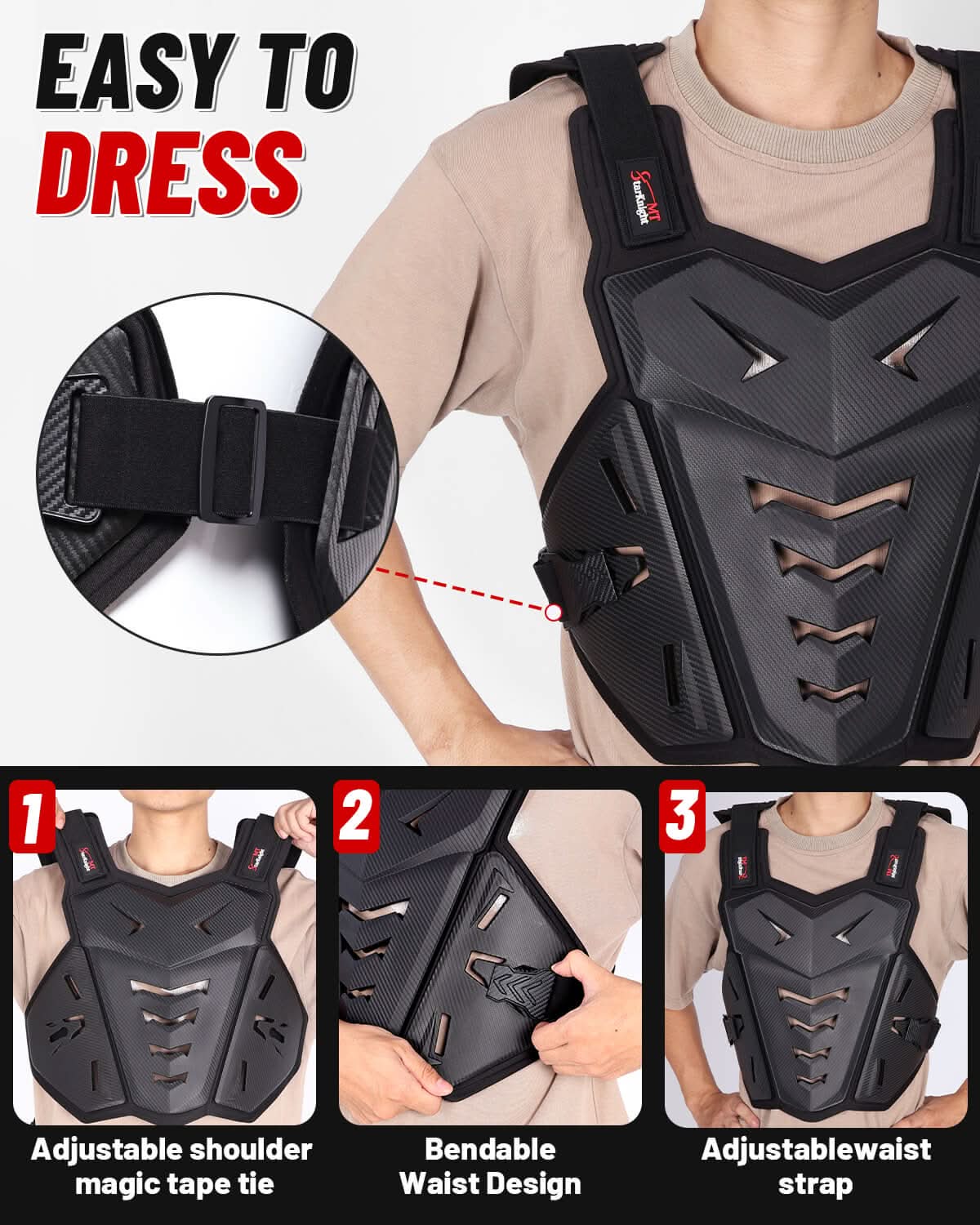 StarknightMT Adult Motocross Chest Protector – Lightweight Dirt Bike Armor easy to dress