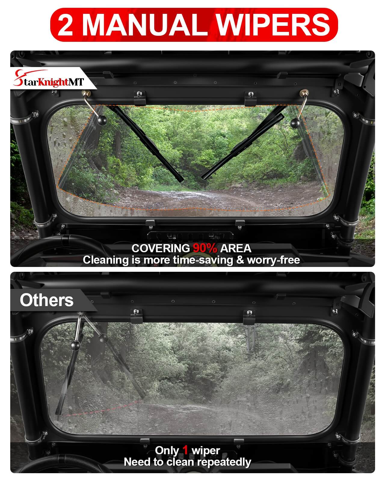 2014 RZR XP 1000 Glass windshield equipped with 2 maunal wipers 