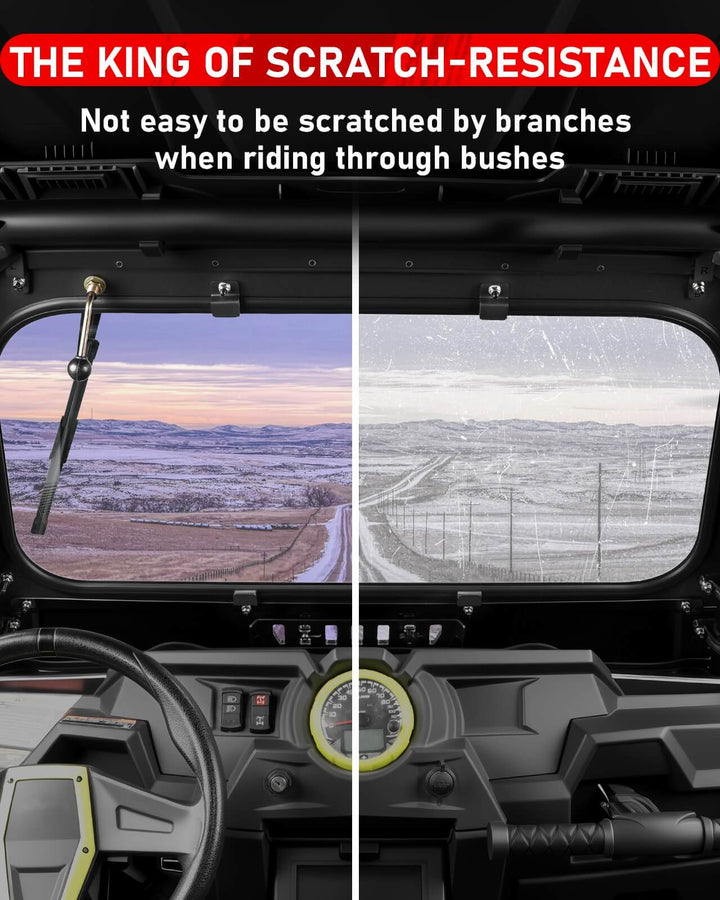 2014-2018 rzr xp glass windshield featuring scratch-resistance.