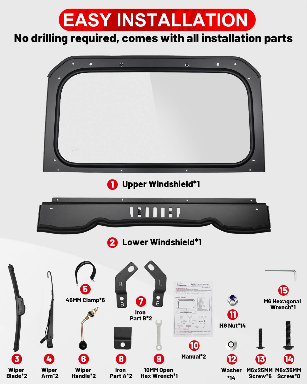 Polaris RZR XP 1000 glass windshield east installation