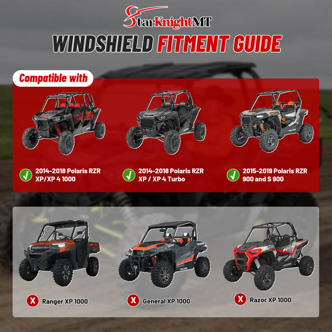 2014-2018 Polaris RZR XP 1000Flip-Up Vented Windshield Fitment