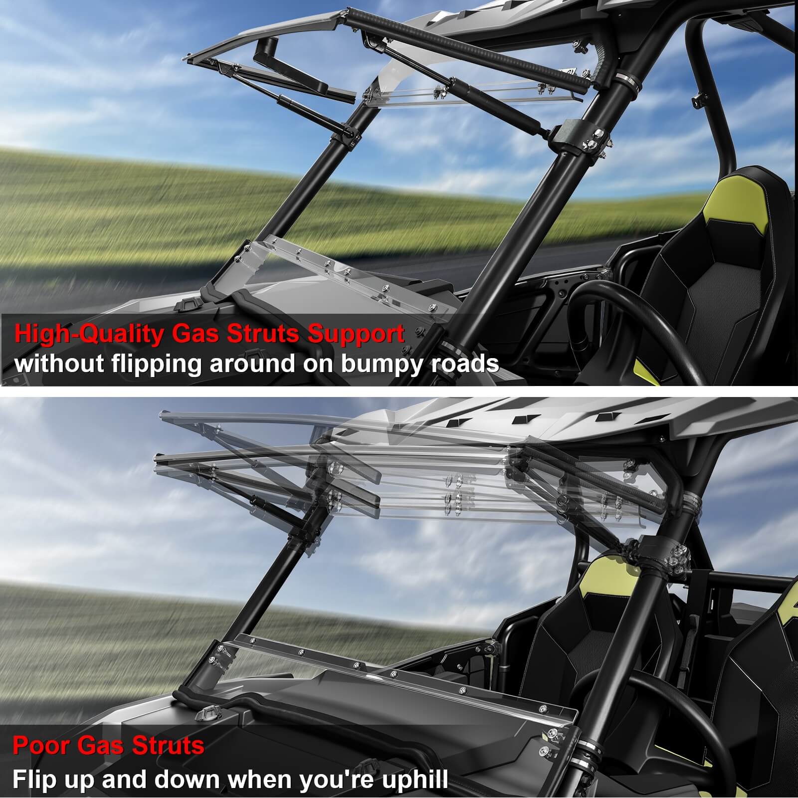 StarknightMT 2014 RZR Flip Windshield High Gas Struts Support