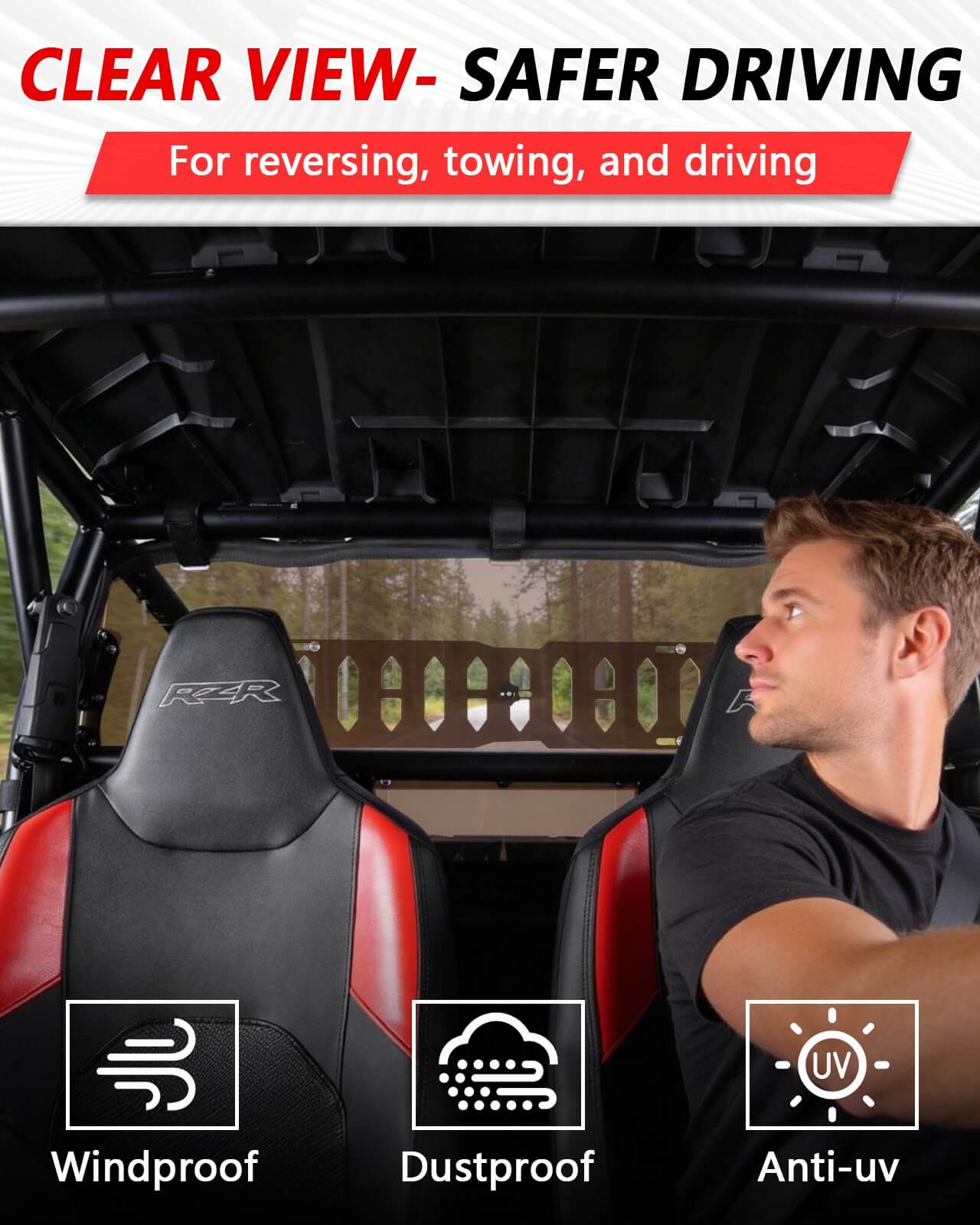 2024+ Polaris RZR XP 1000 Rear Tinted Windshield With Vent Clear View