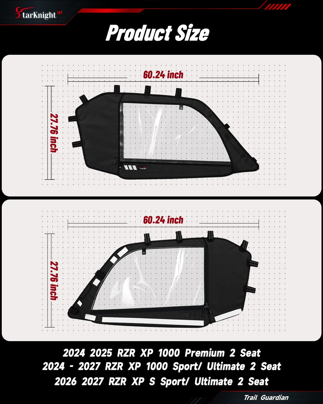 2024+ Polaris RZR XP 1000 Soft Cab enclosure  size