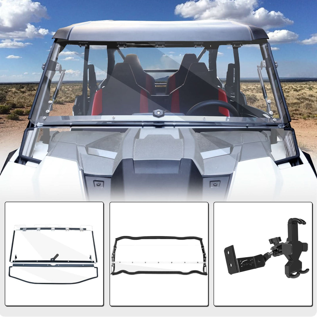 2024 RZR XP 1000 Flip & Rear Windshields & Phone Holder