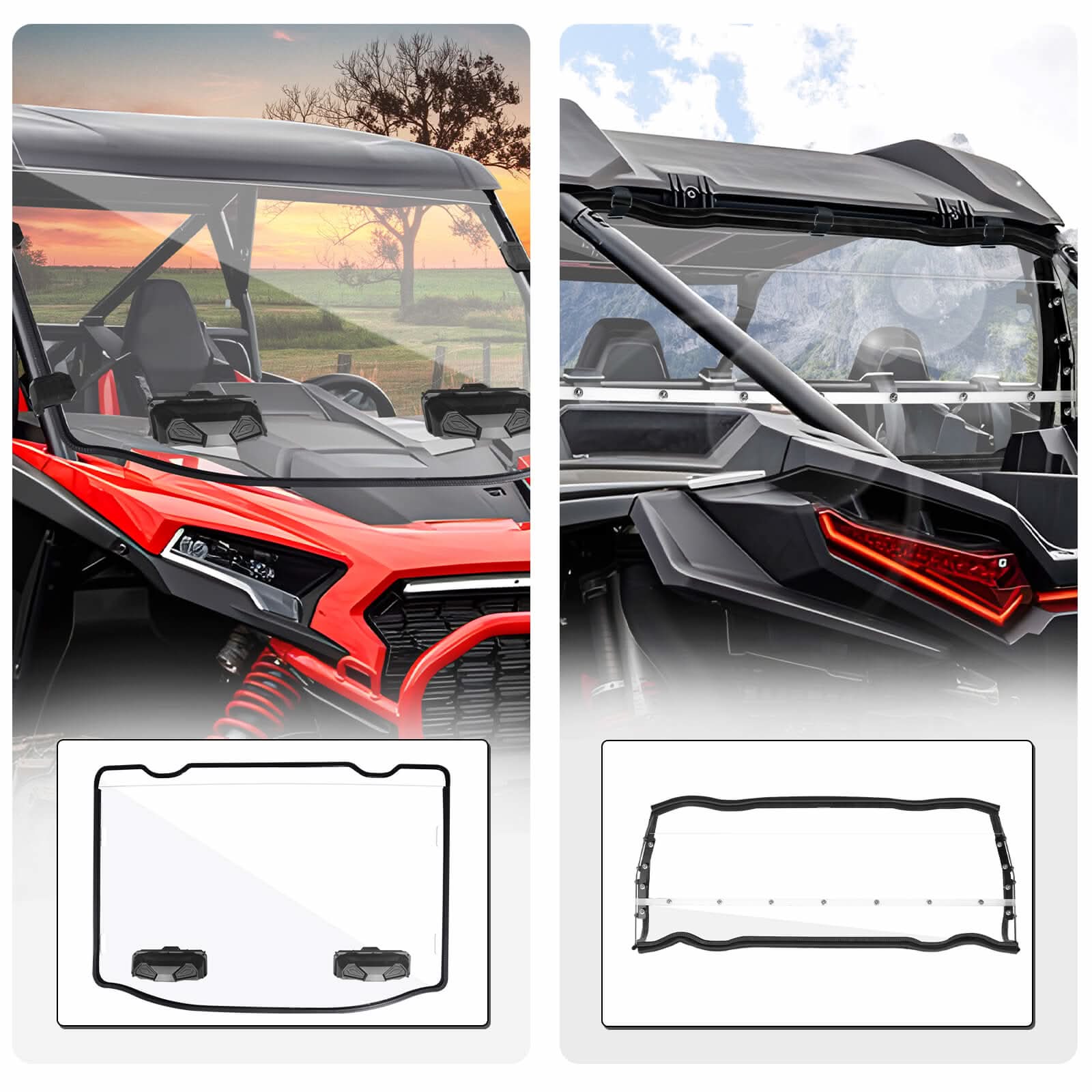 Starknightmt 2024 RZR XP 1000 front and rear windshields