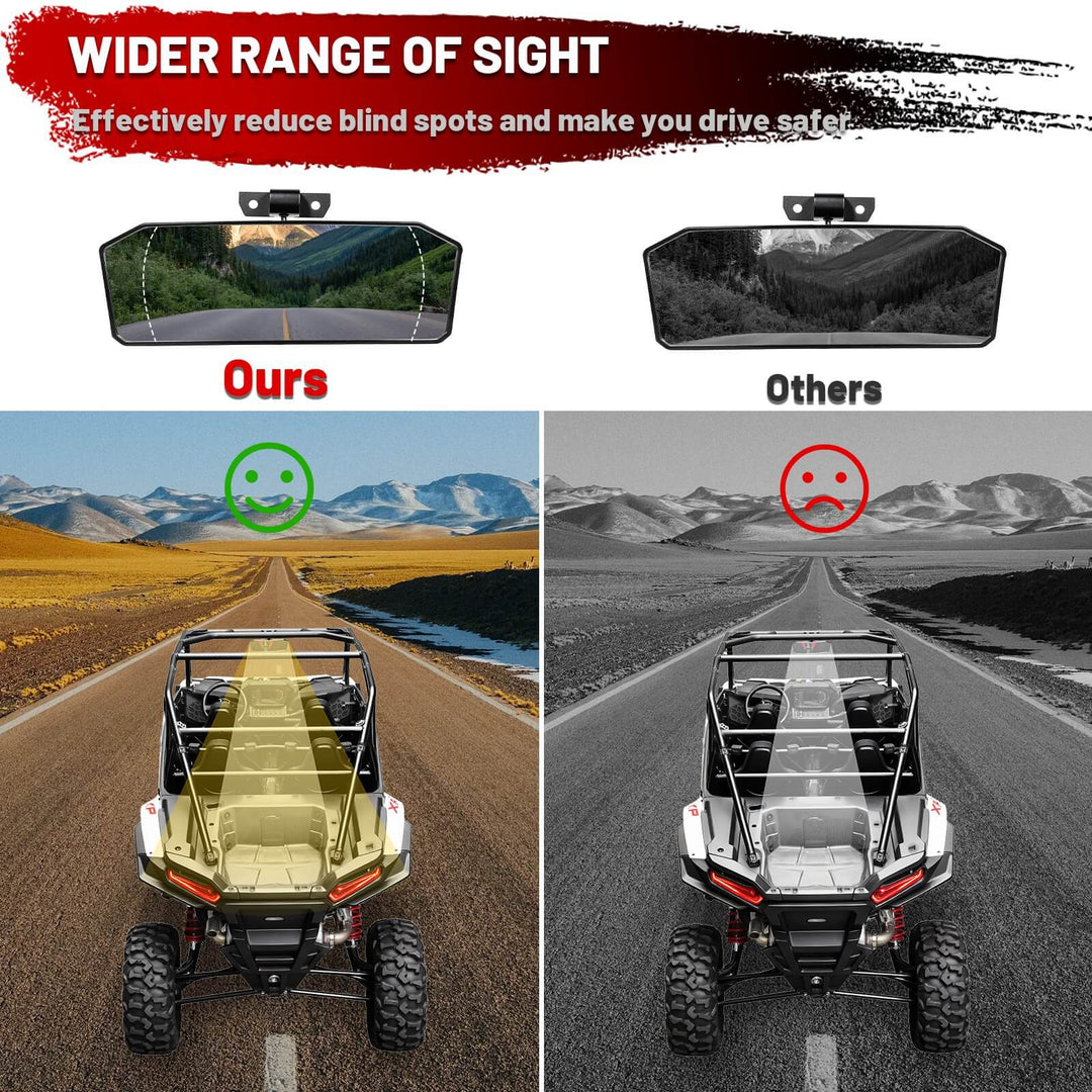 polaris rzr rear view mirror wider range of sight