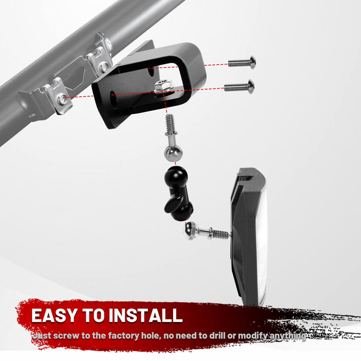 easy to install the rzr xp 1000 rear view mirror