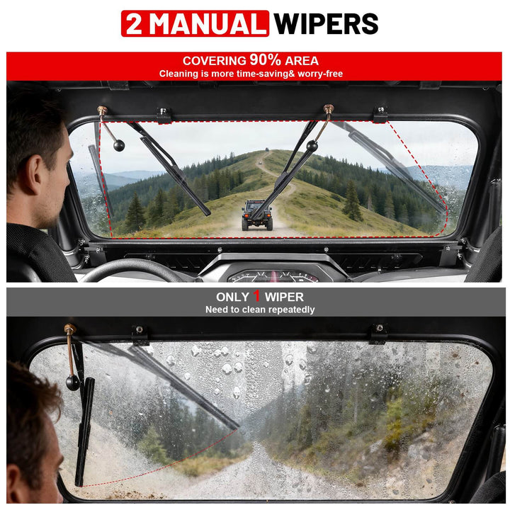 Polaris RZR XP S Glass Windshield 2 Manual Wipers