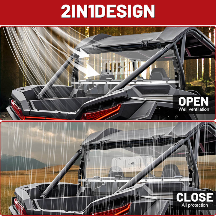 2024 rzr xp 1000 rear vent windshield 2-in-1 design 