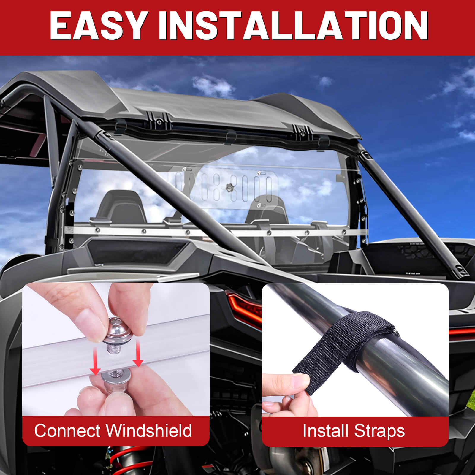 easy to install the 2024 rzr xp 1000 rear vent windshield