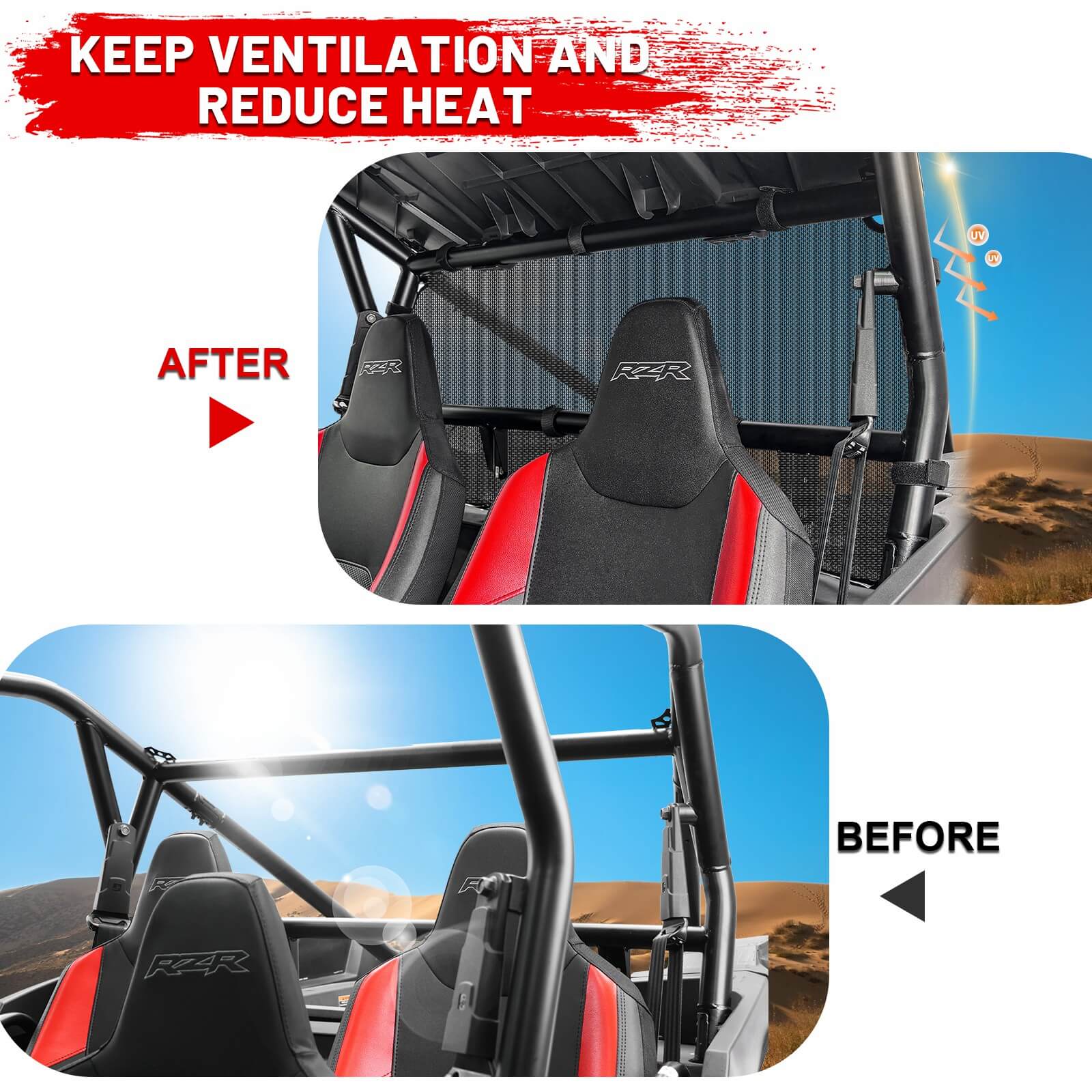 before and after install rzr xp 1000 soft rear window net 