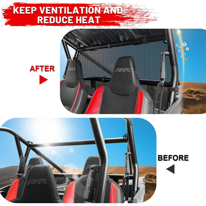 before and after install rzr xp 1000 soft rear window net 