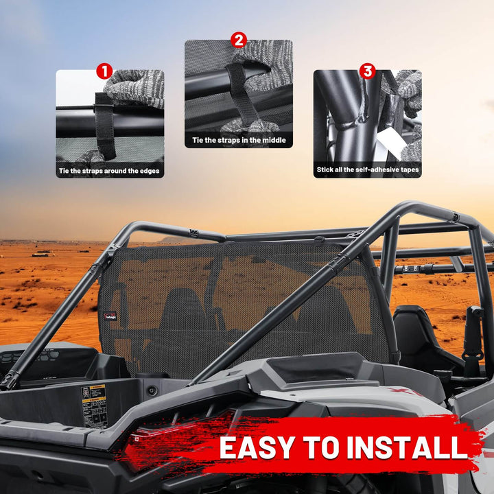 easy to install 2024-2025 rzr xp 1000 soft rear window net 