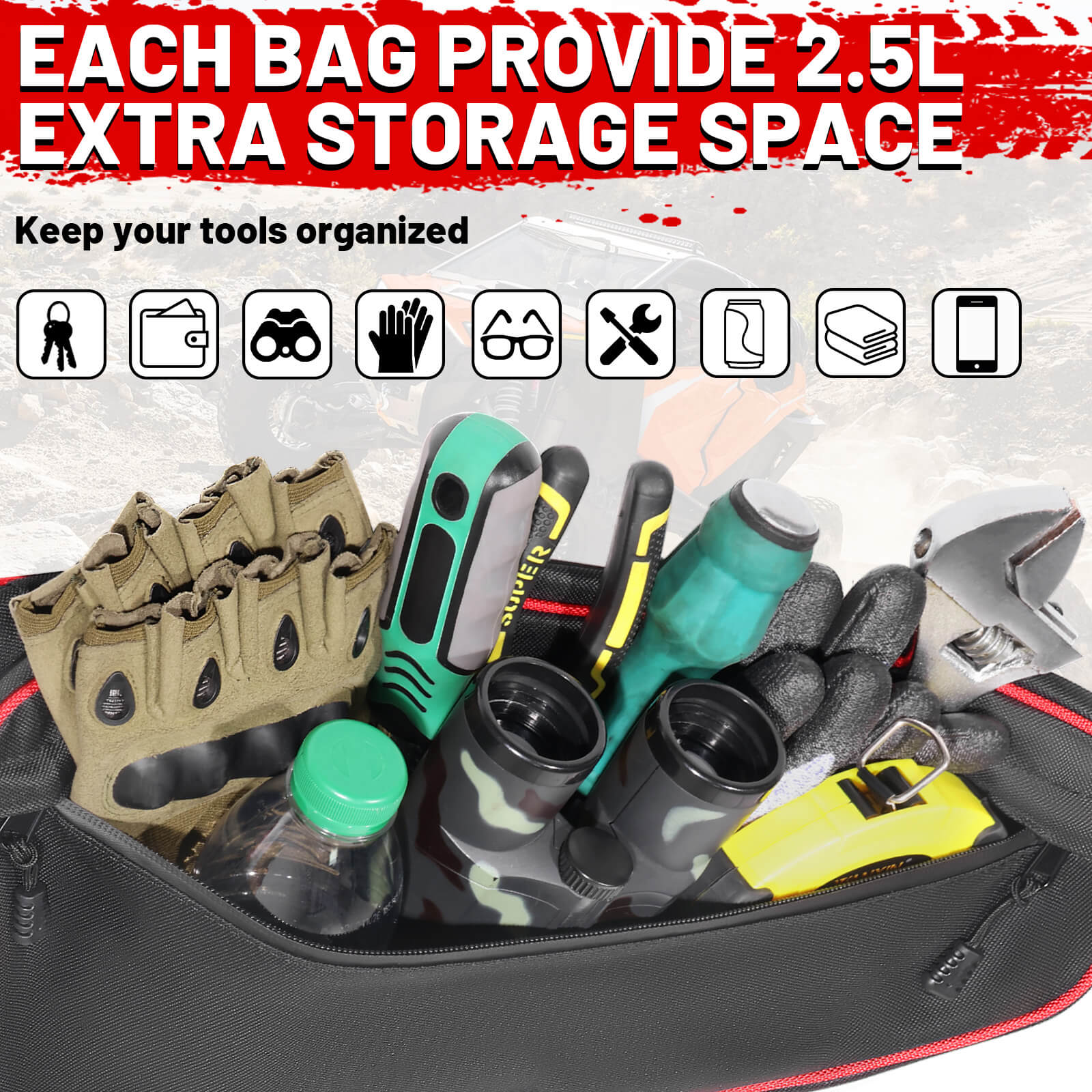 2.5L strorage space of 2024 RZR tool bags