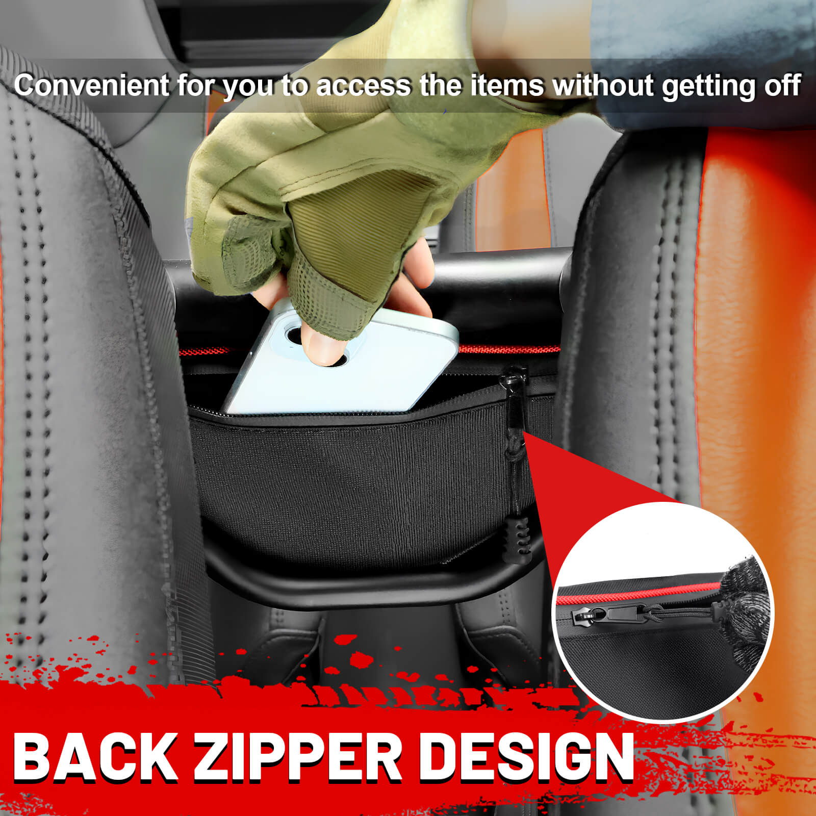 back zipper design of 2024 rzr center seat  bag