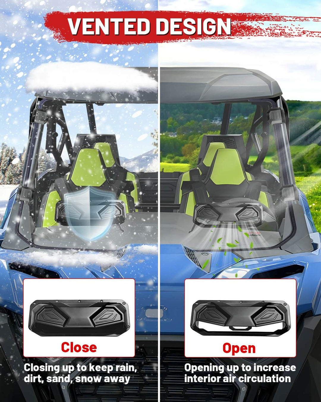 Vented design of 2025 rzr pro xp vented windshield