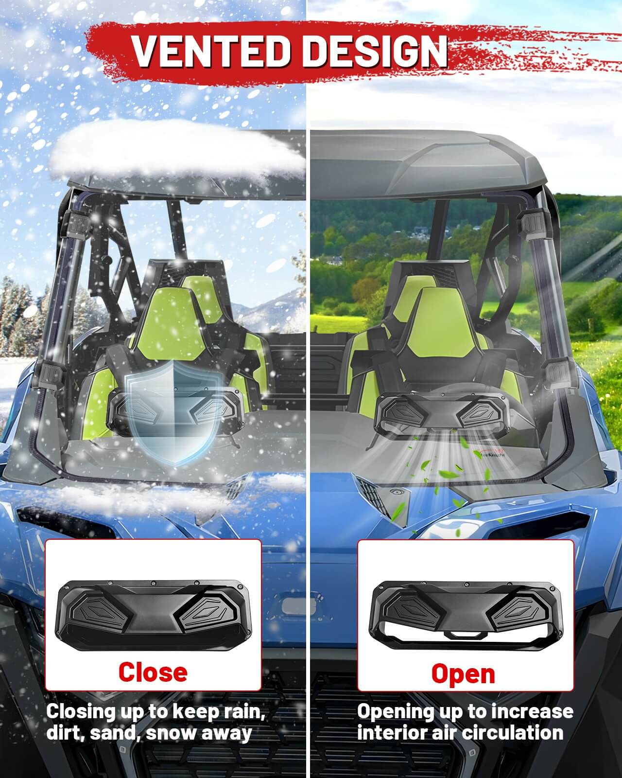 Vented design of 2025 rzr pro xp vented windshield