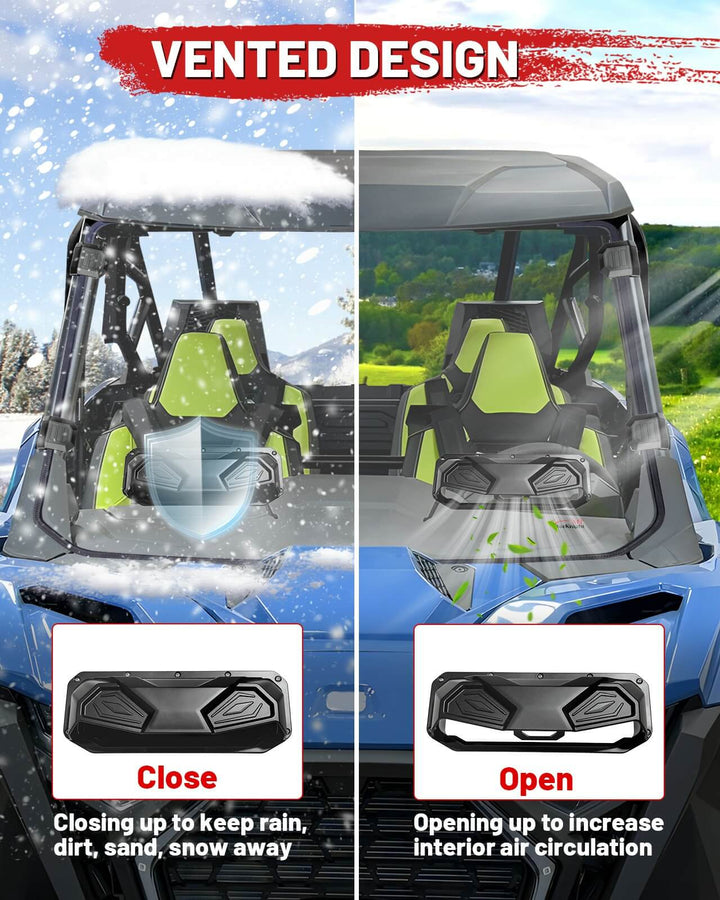 Vented design of 2025 rzr pro xp vented windshield