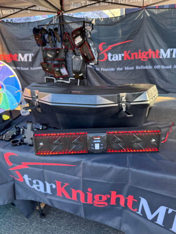StarknightMT 2026 Sand Sport Super Show Displaying UTV storage and sound bar