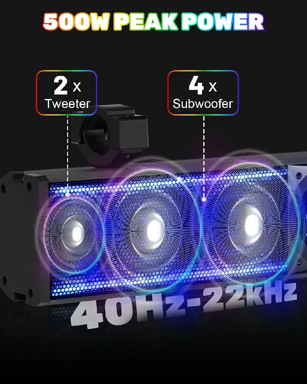 rgb utv sound bar have 500w peak power 