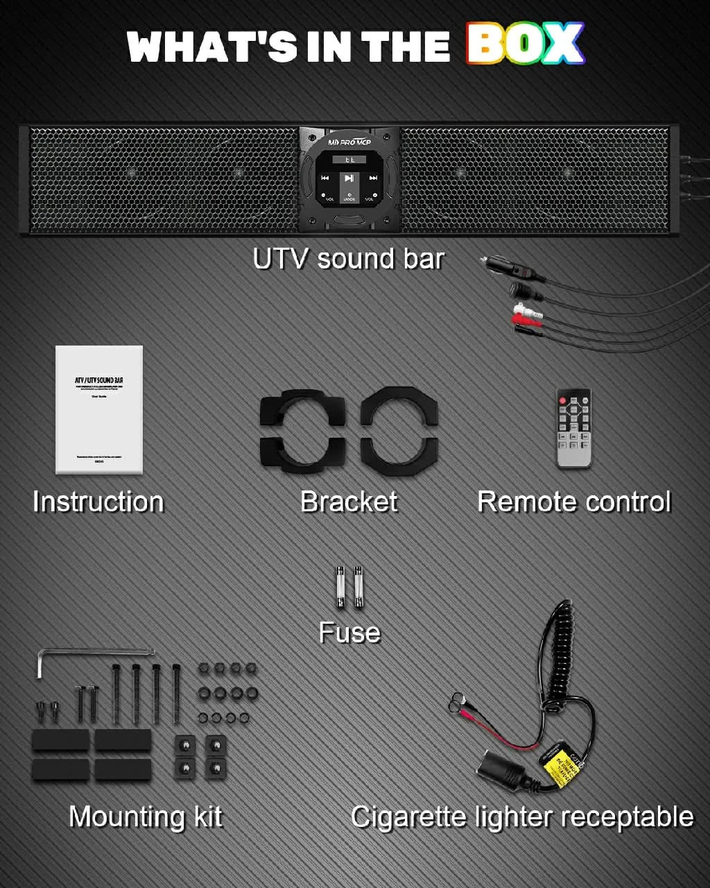 utv rgb sound bar package list