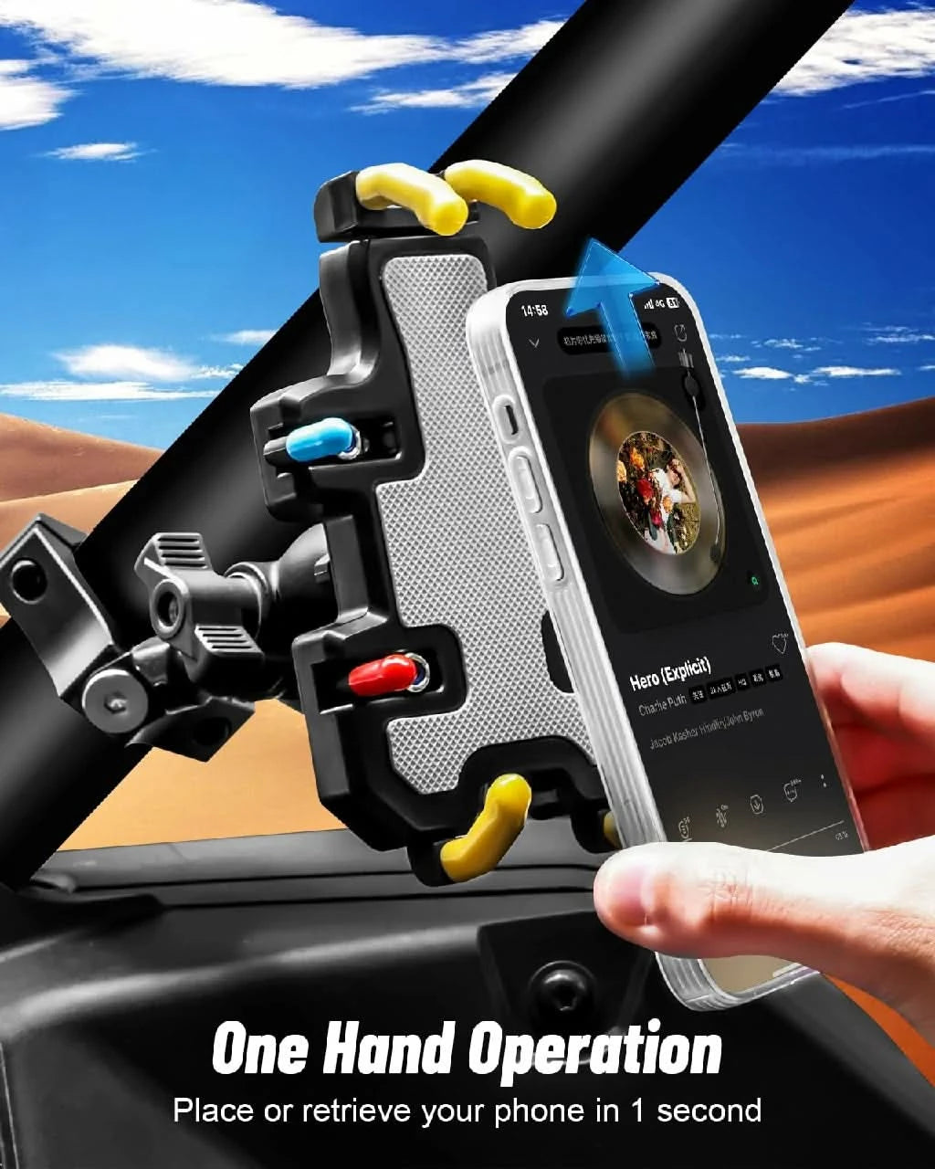one hand place the phone on holder
