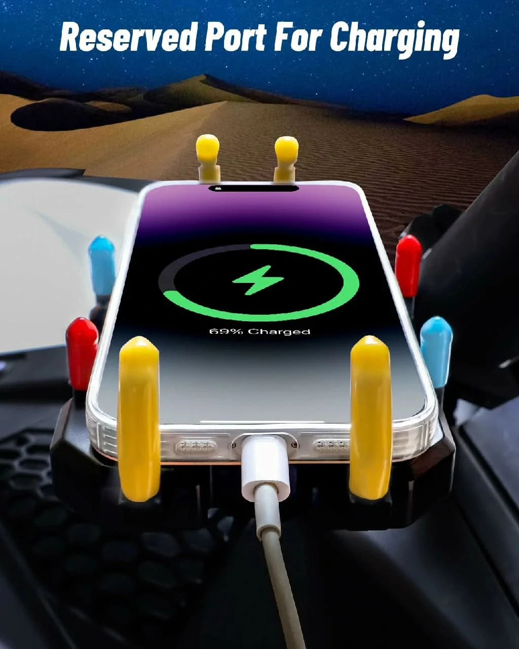 phone holder reserved port for charging 
