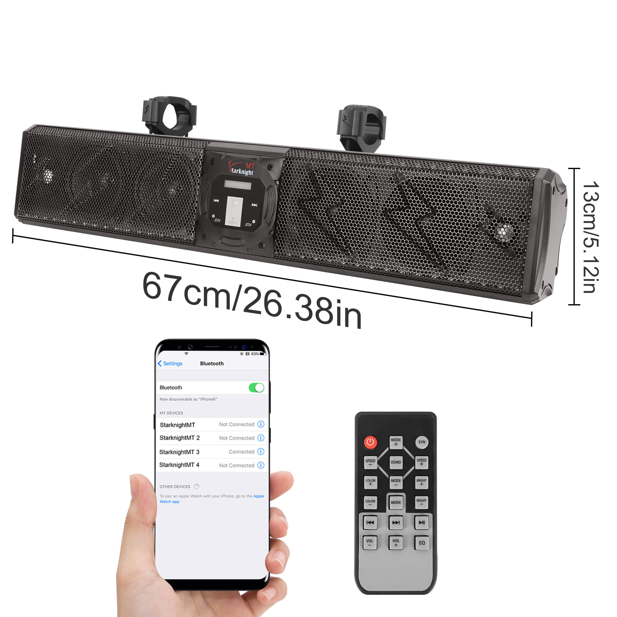 6  speaker UTV sound bar dimensions