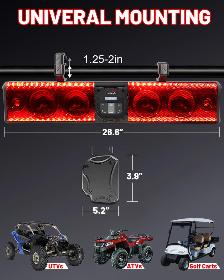 6 speaker utv sound bar fit 1.75-2 inch roll cage