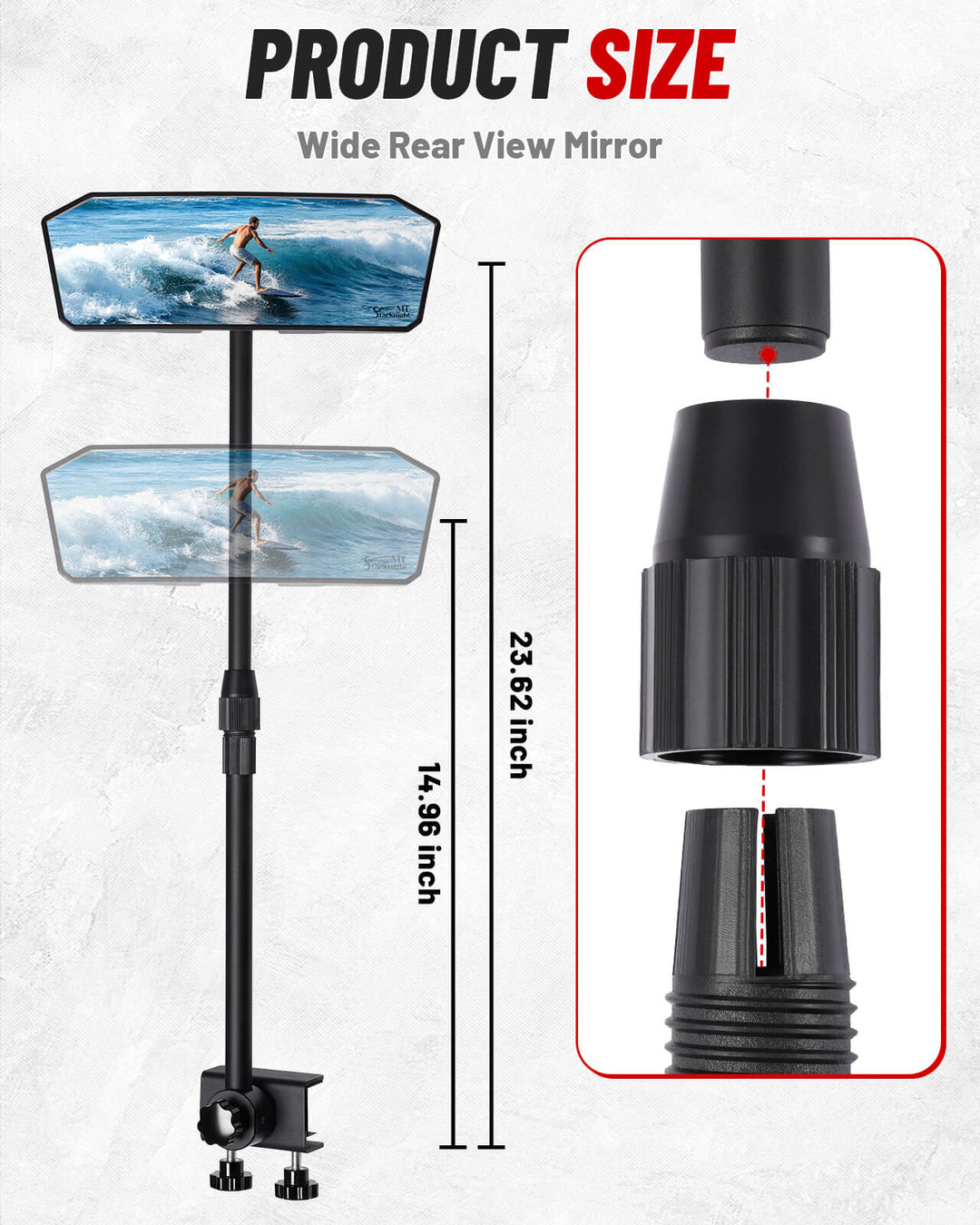 Adjustable Boat Rear View Mirror Size