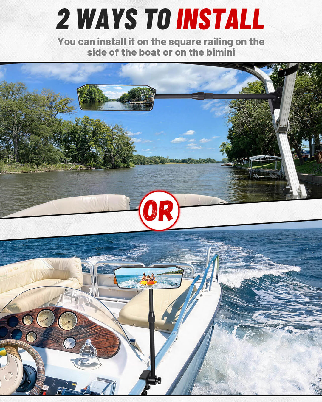 Adjustable Boat Rear View Mirror Install ways