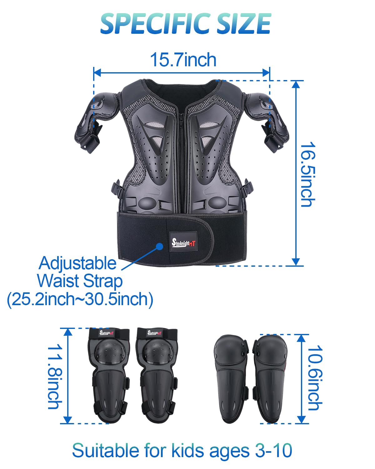 specific size armor suit for kids aged 3-10