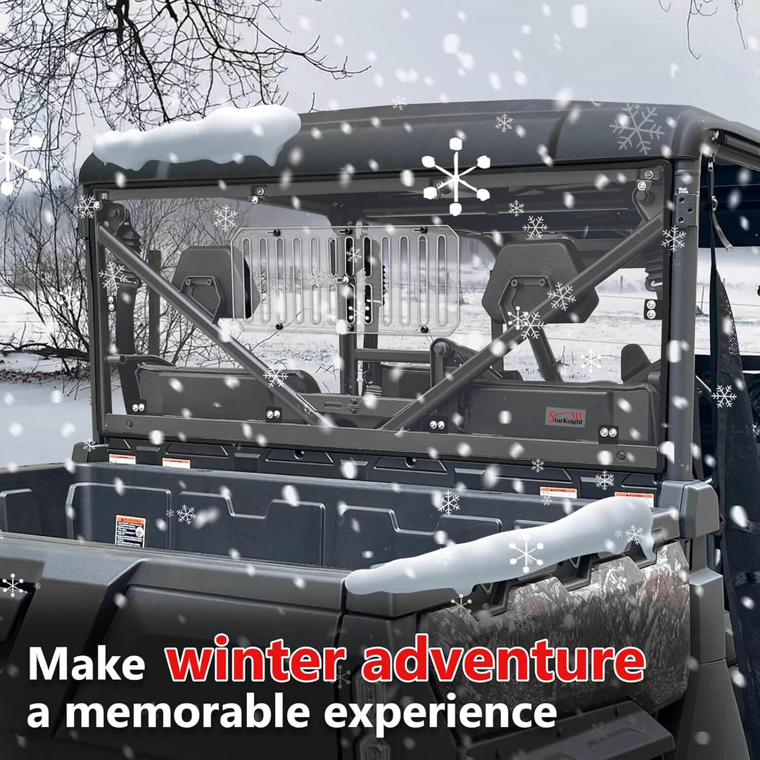 CFMOTO uforce vented rear windshield in winter scenario