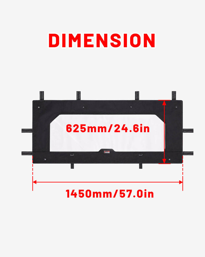 CFMOTO UForce 1000/1000 XL Soft Rear Windshield Dimension