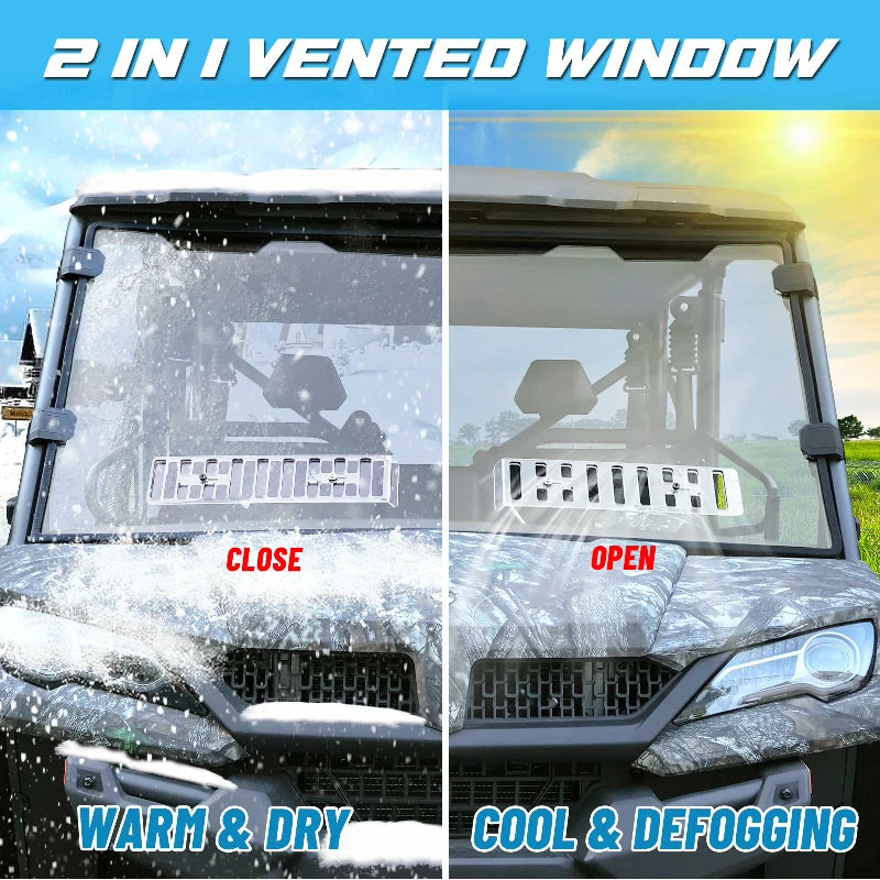 2 in 1 vented window design of uforce front windshield 