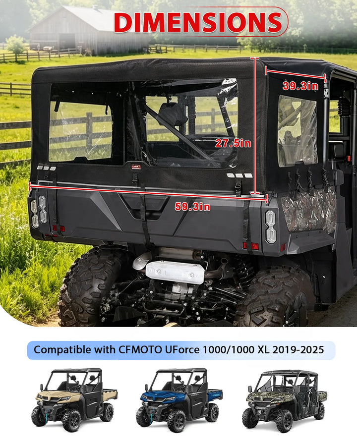 CFMOTO UForce 1000/XL Soft Cargo Bed Cover dimension 