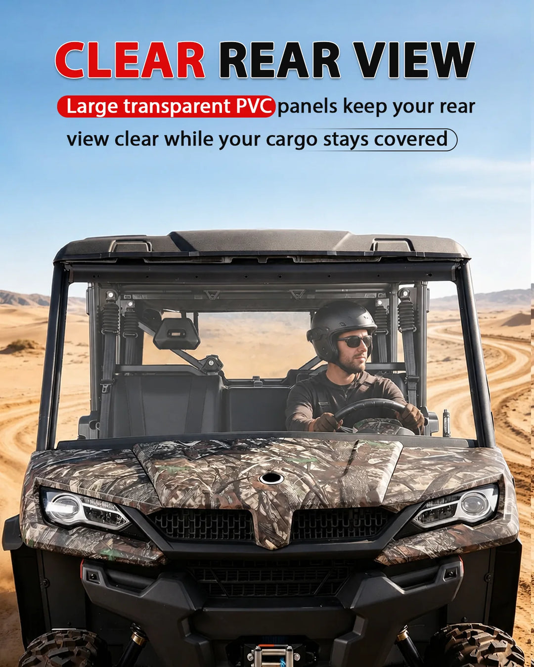 CFMOTO UForce 1000/XL Soft Cargo Bed Cover clear rear view