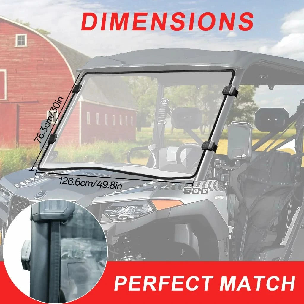 UForce 600 front windshield dimensions 