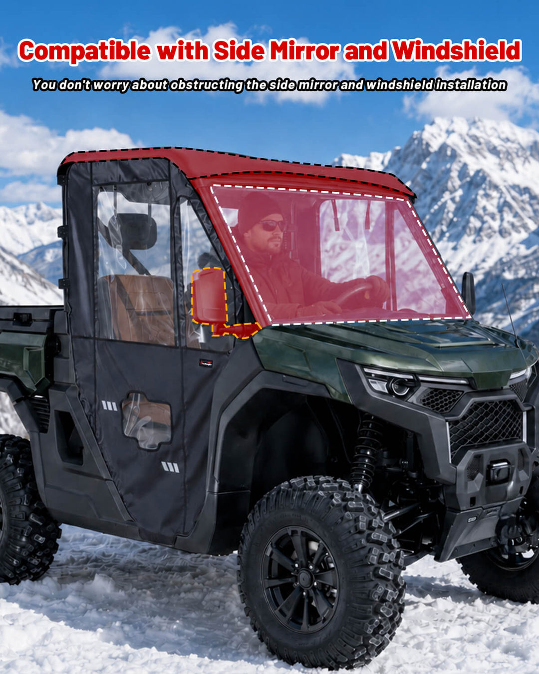 StarknightMT CFMOTO UForce U10 Pro Soft Cab Enclosure  Fit with Side mirror and windshield