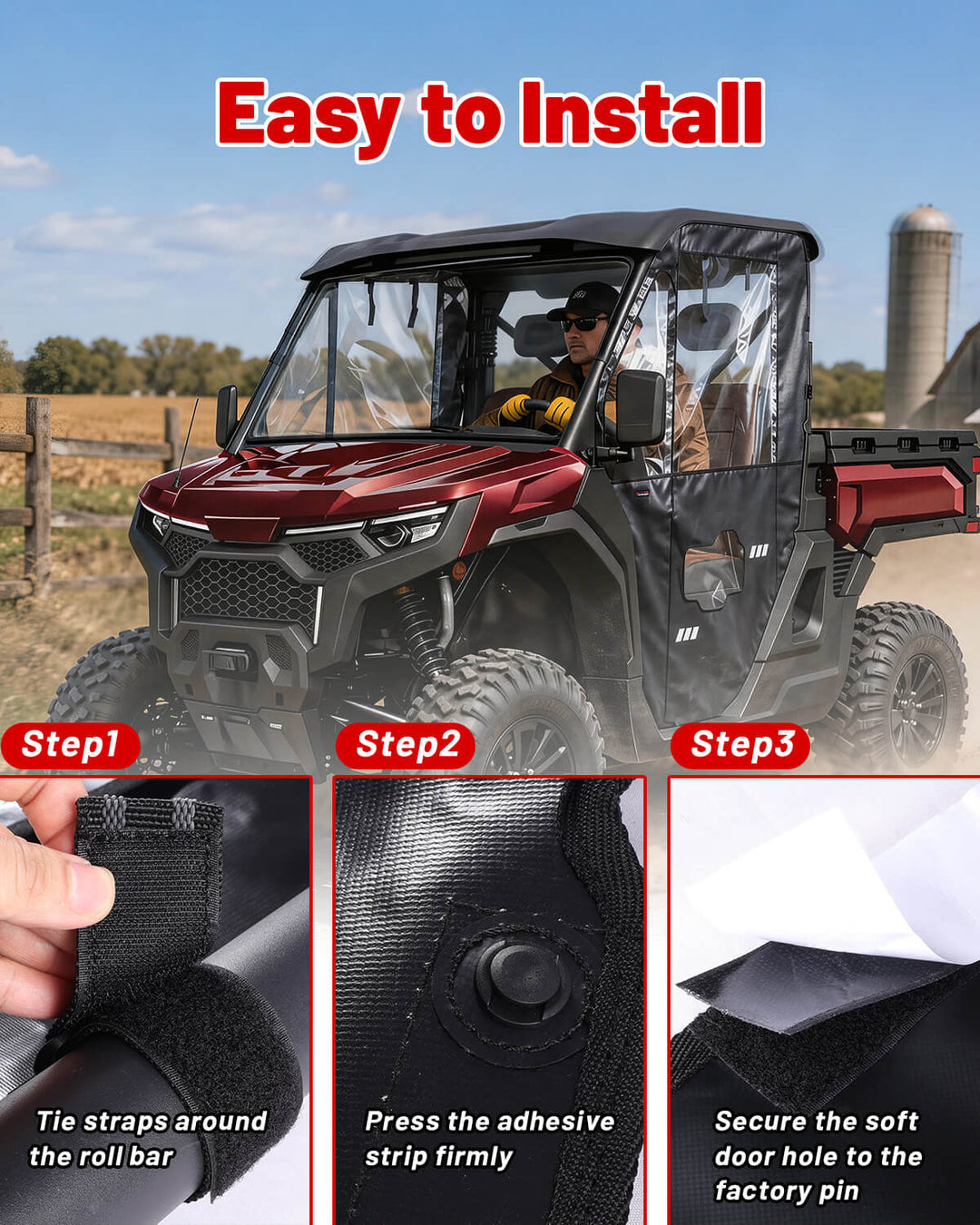 StarknightMT CFMOTO UForce U10 Pro Soft Cab Enclosure Easy to install