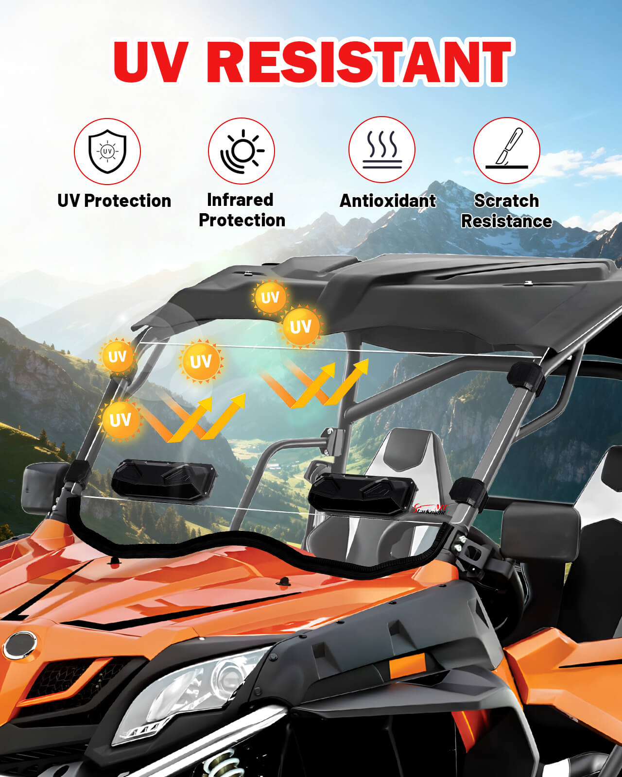 StarknightMT CFMOTO ZForce 800 Trail Vented Windshield UV resistant
