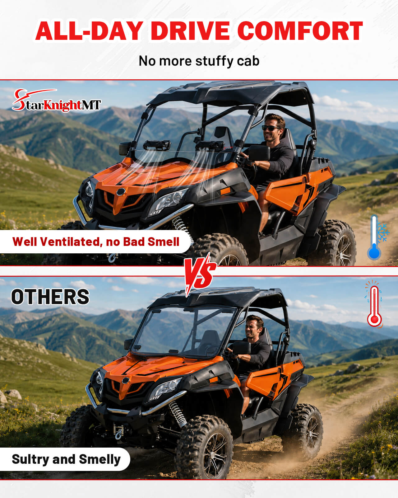 StarknightMT CFMOTO ZForce 800 Trail Vented Windshield Make Drive Comfort