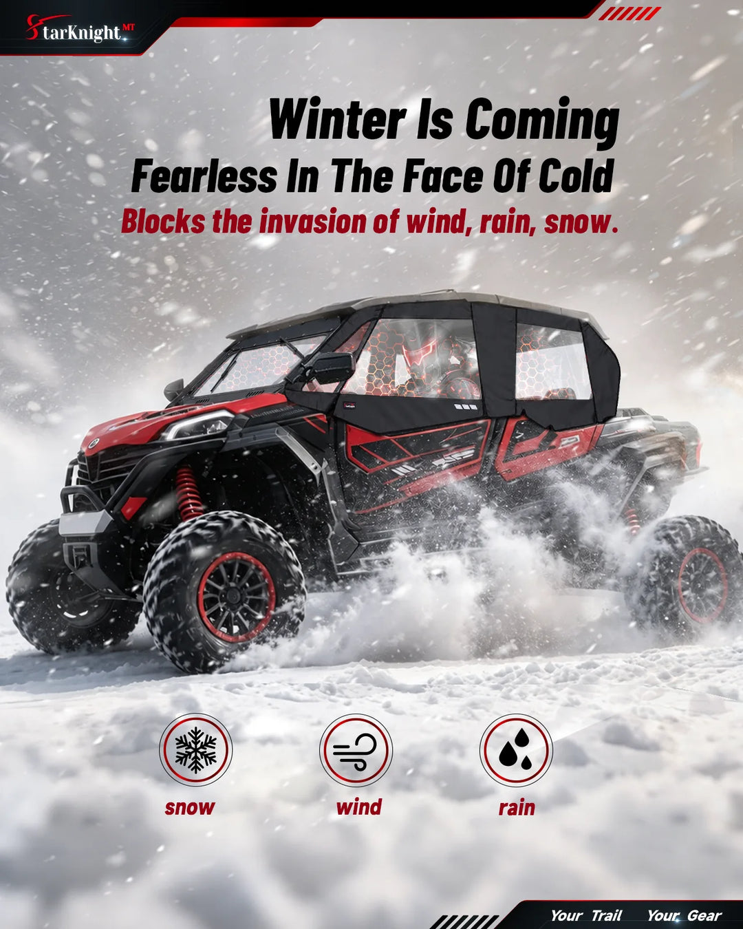 CFMOTO ZForce 950 Sport 4 Soft Cab Enclosure block wind, snow, rain