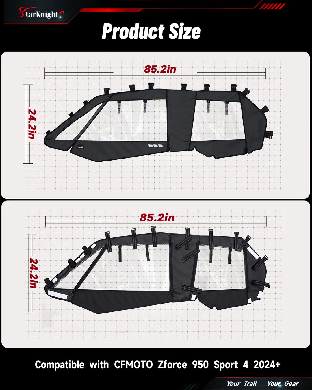 CFMOTO ZForce 950 Sport 4 Soft Cab Enclosure size