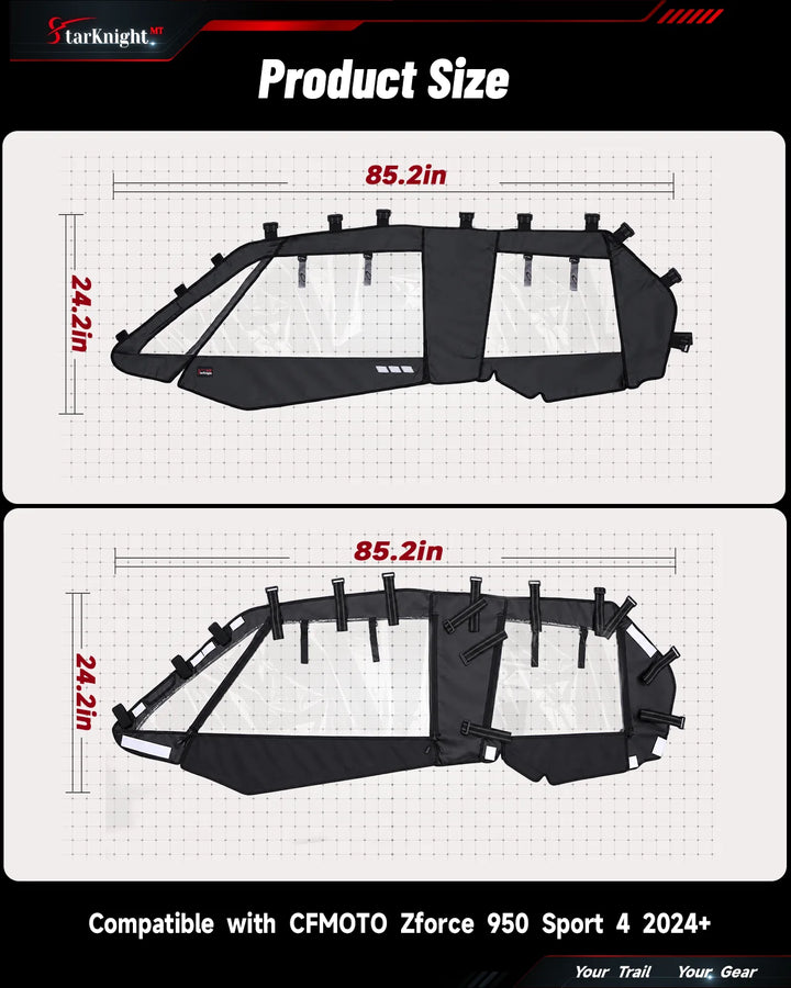 CFMOTO ZForce 950 Sport 4 Soft Cab Enclosure size