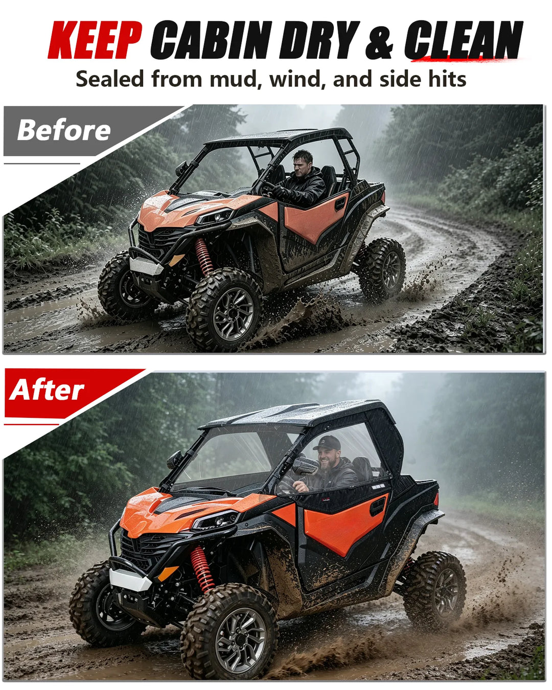 CFMOTO ZForce 950 Sport Soft Cab Enclosure keep cabin dry and clean